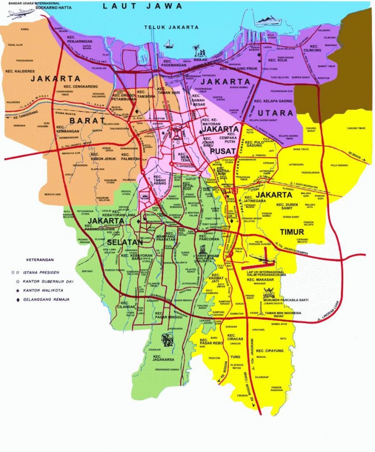карта Джакарта славутасці
