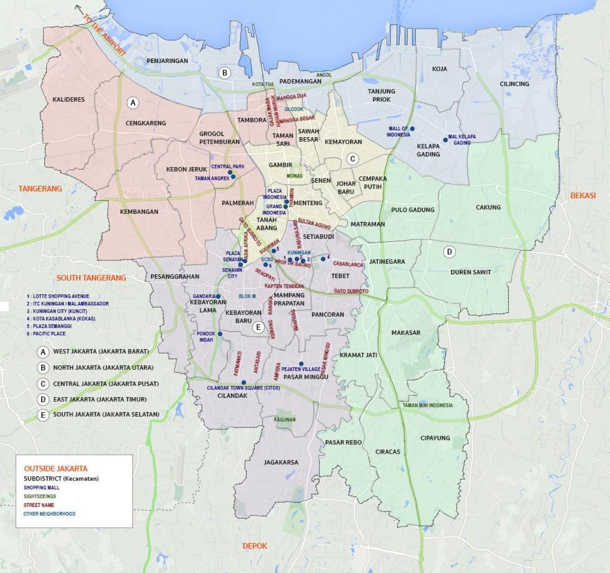 карта заходняй Джакарты